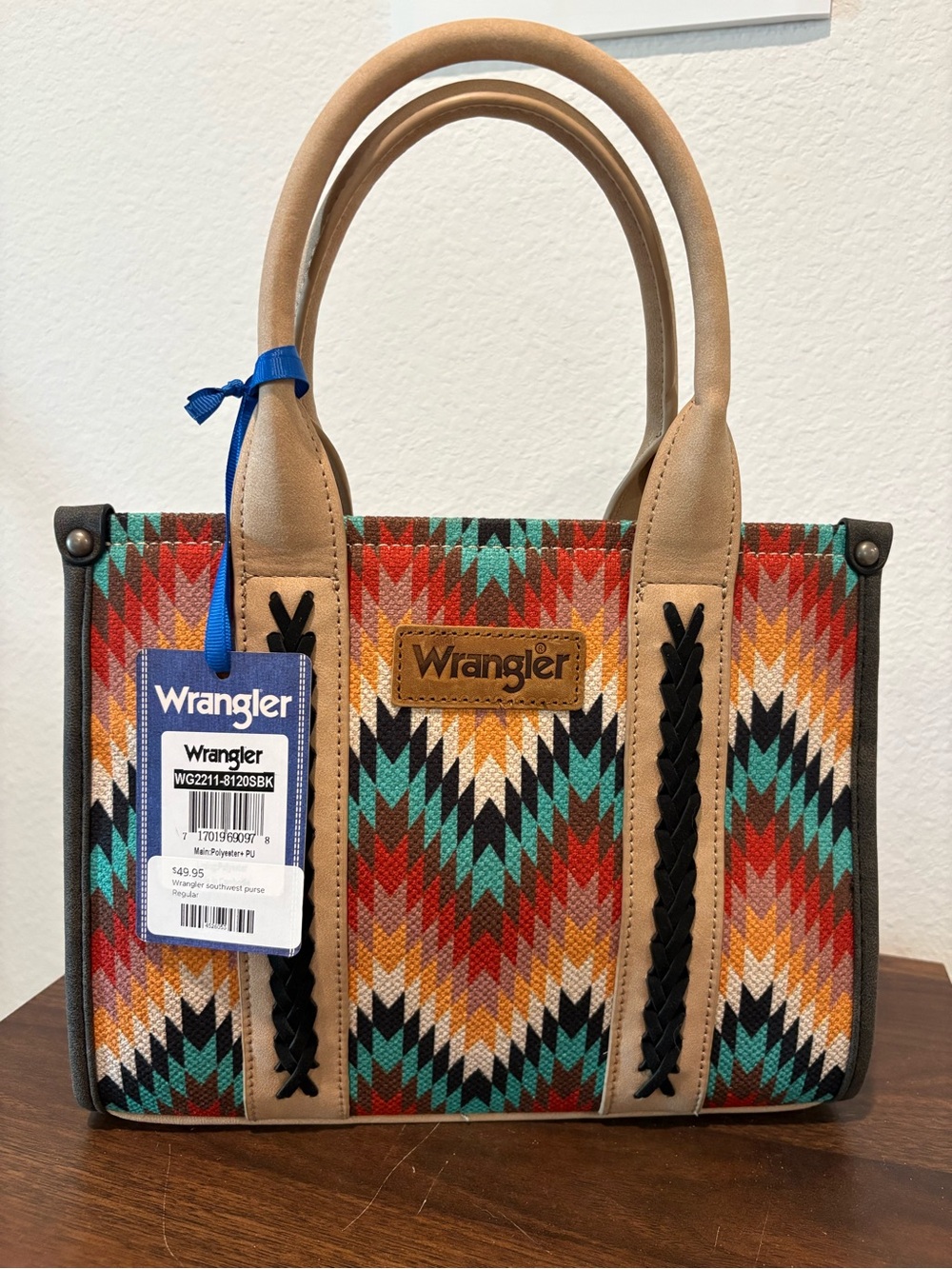 Wrangler Multicolor Southwestern Tote with Tan Handles